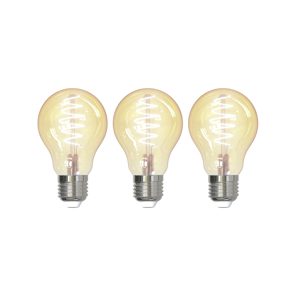 Smart LED filamentpære E27 4,9W Zigbee Philips Hue amber 3-pk forfra