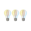 Smart LED filamentpære E27 7W CCT dimbar ZigBee 3-pk klar forfra