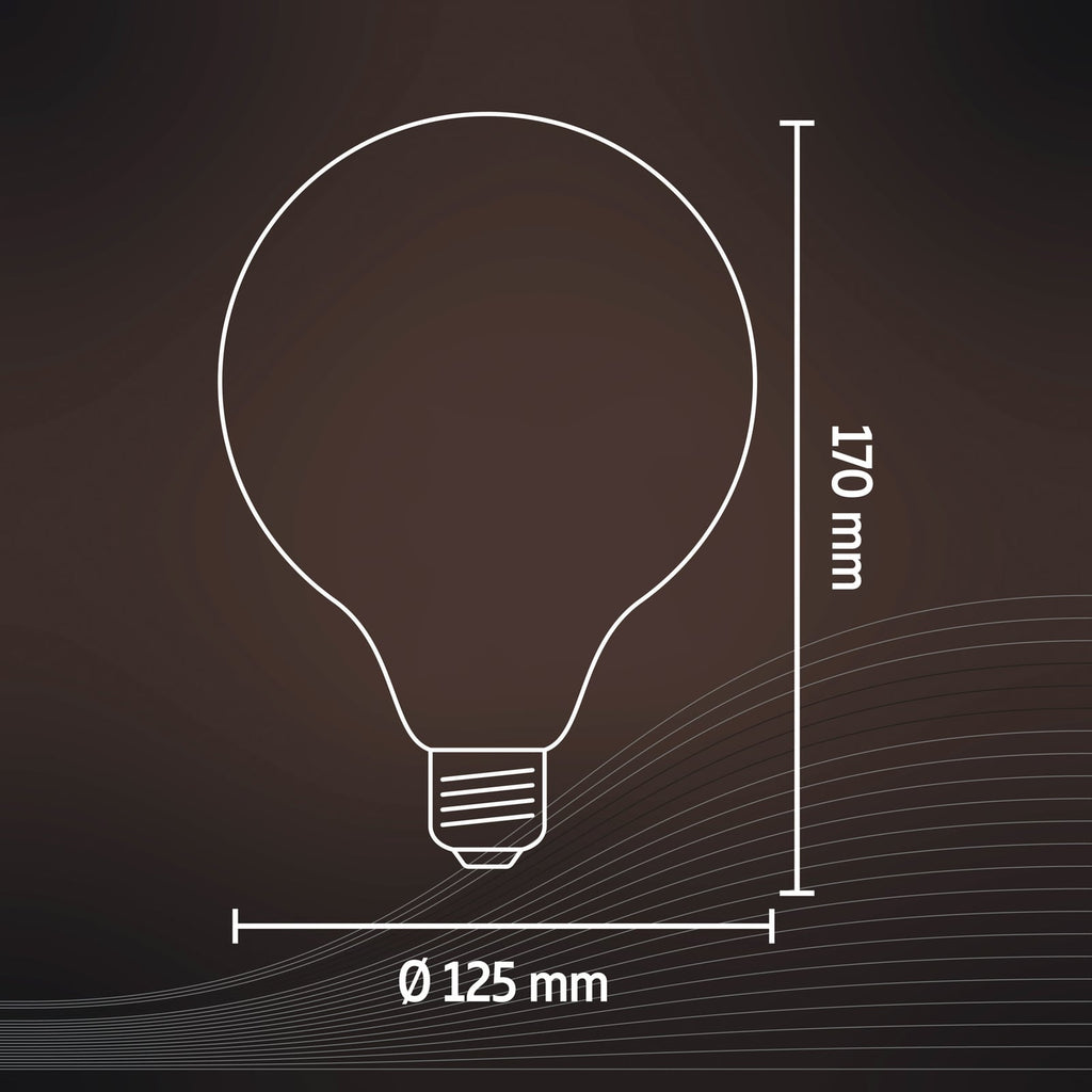 Detalj av Smart LED filamentpære E27 7W G125 gull Calex