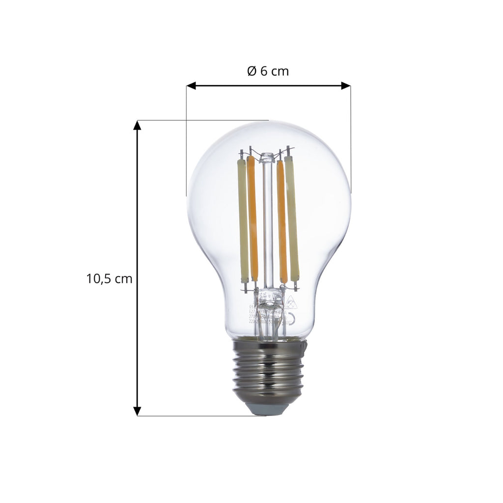 Smart LED filamentpære E27 7W CCT dimbar klar WiFi Tuya LUUMR montert i lampe