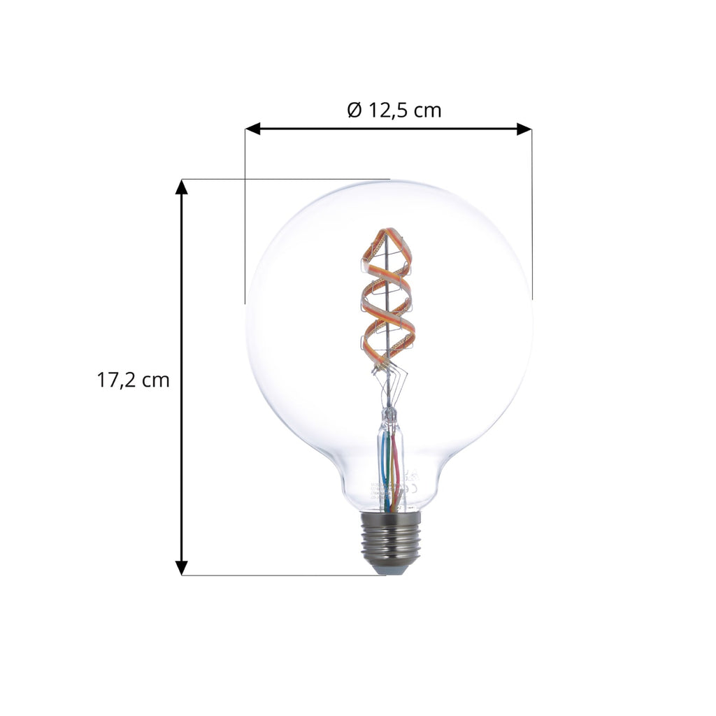 Smart LED-filamentpære E27 G125 4W RGB CCT klar dimbar detalj
