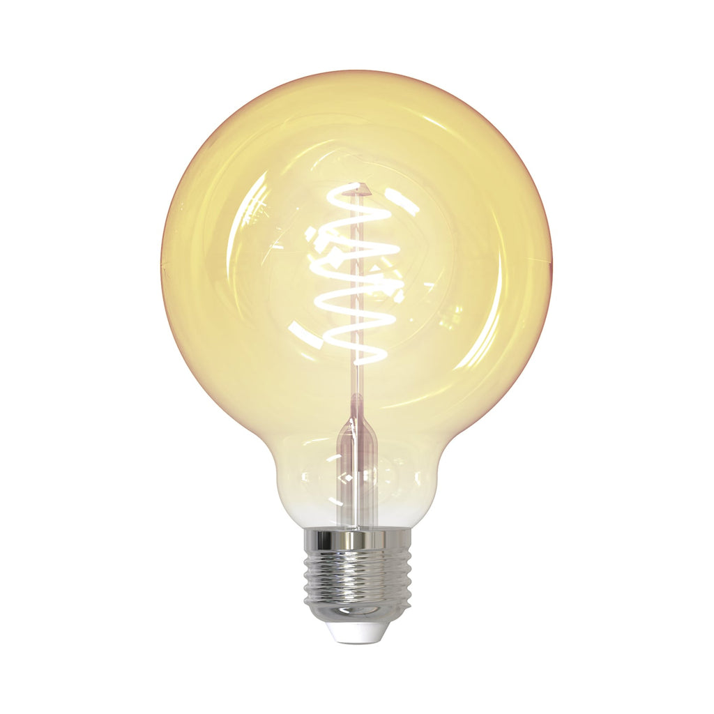 Smart LED-filamentpære E27 G95 4,9W klar dimbar Zigbee LUUMR forfra