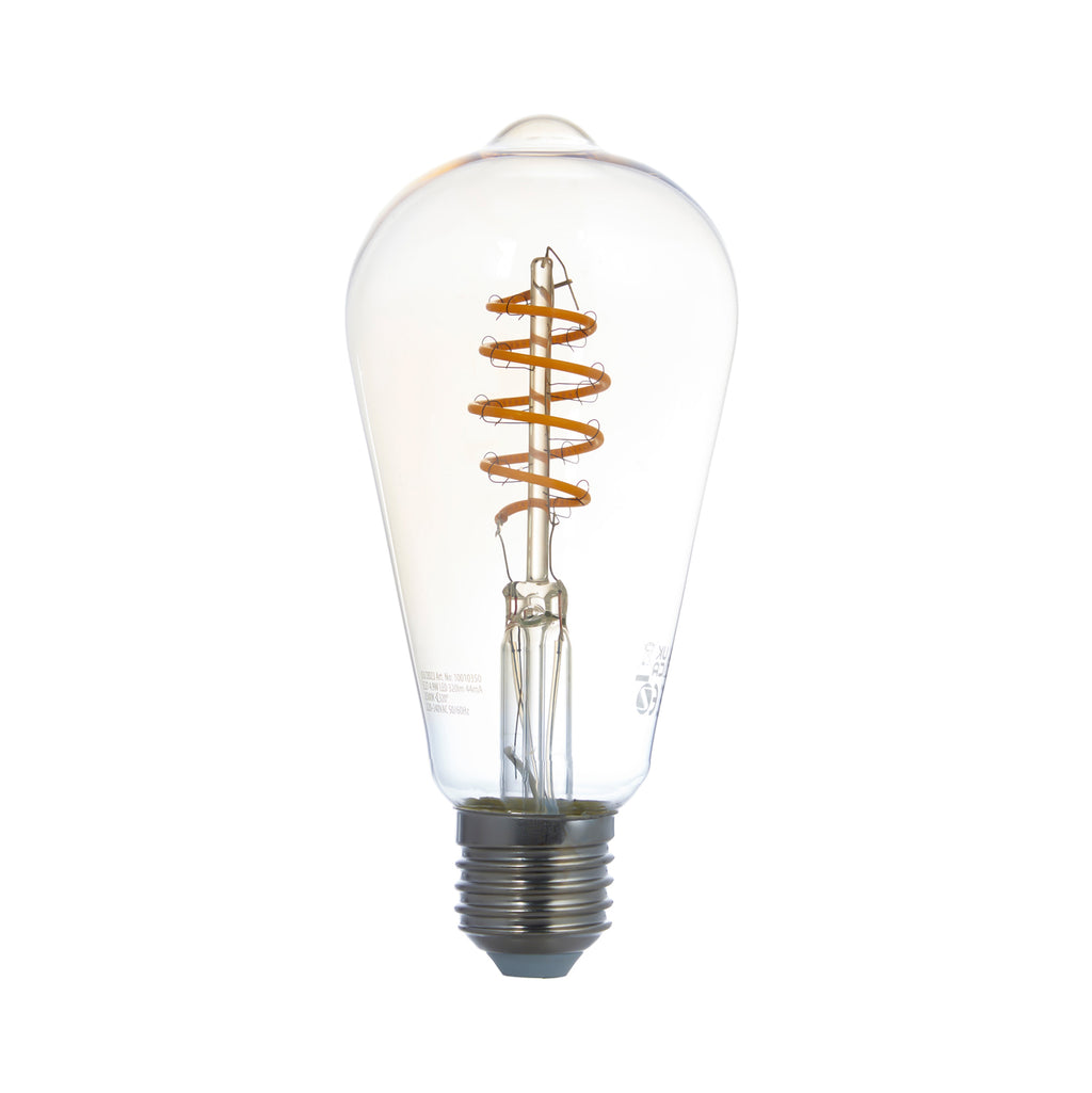 Smart LED-filamentpære E27 ST64 4,9W klar dimbar Zigbee LUUMR montert i lampe
