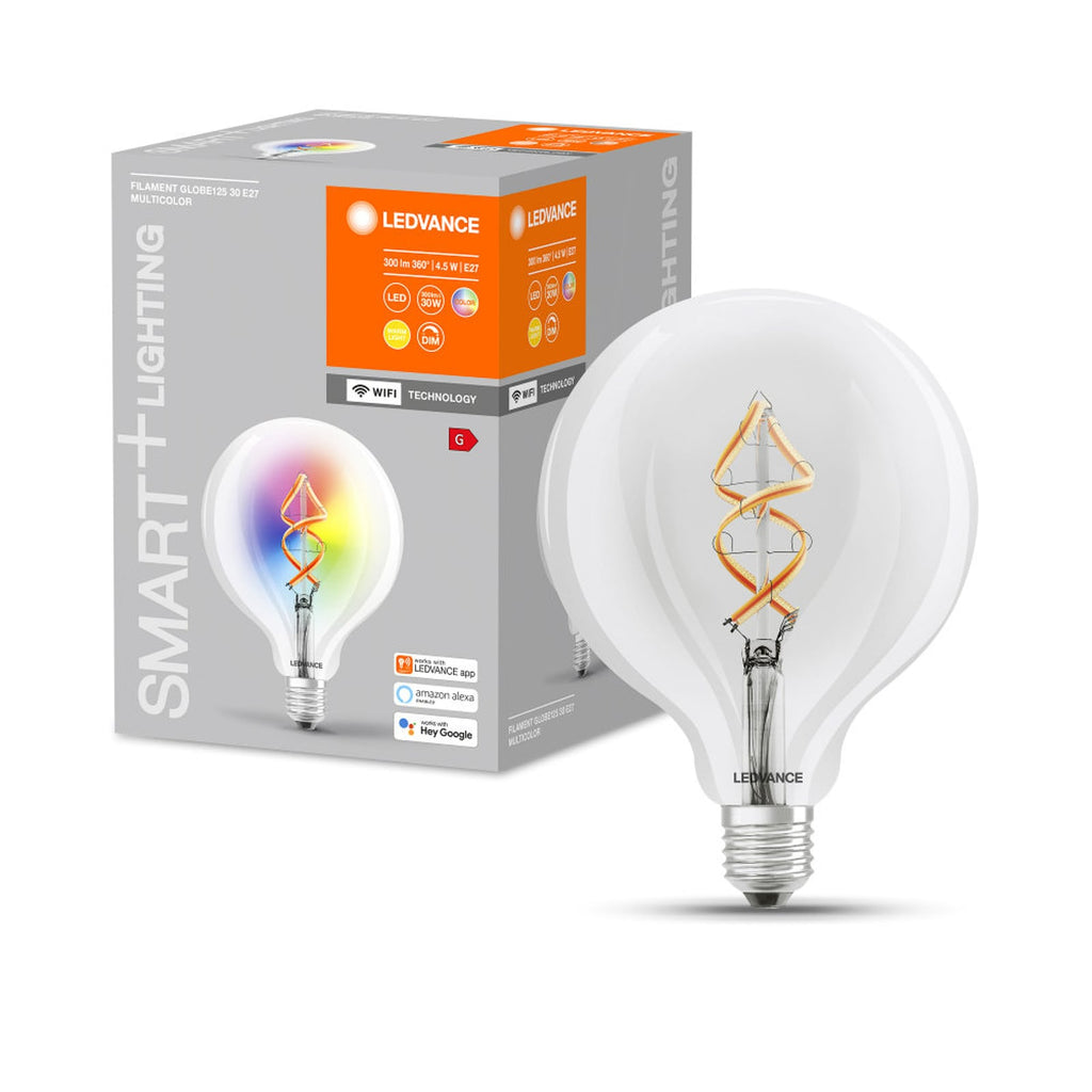 Smart LED filamentpære globe E27 4,5W RGBW dimbar WiFi - LEDVANCE SMART+ bakside