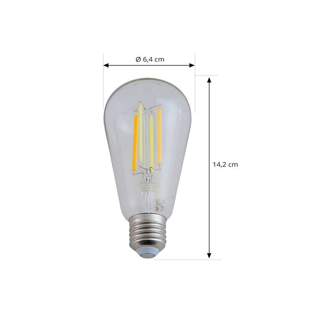 Detaljbilde av klar glasskropp på Smart LED filamentpære ST64 E27 LUUMR