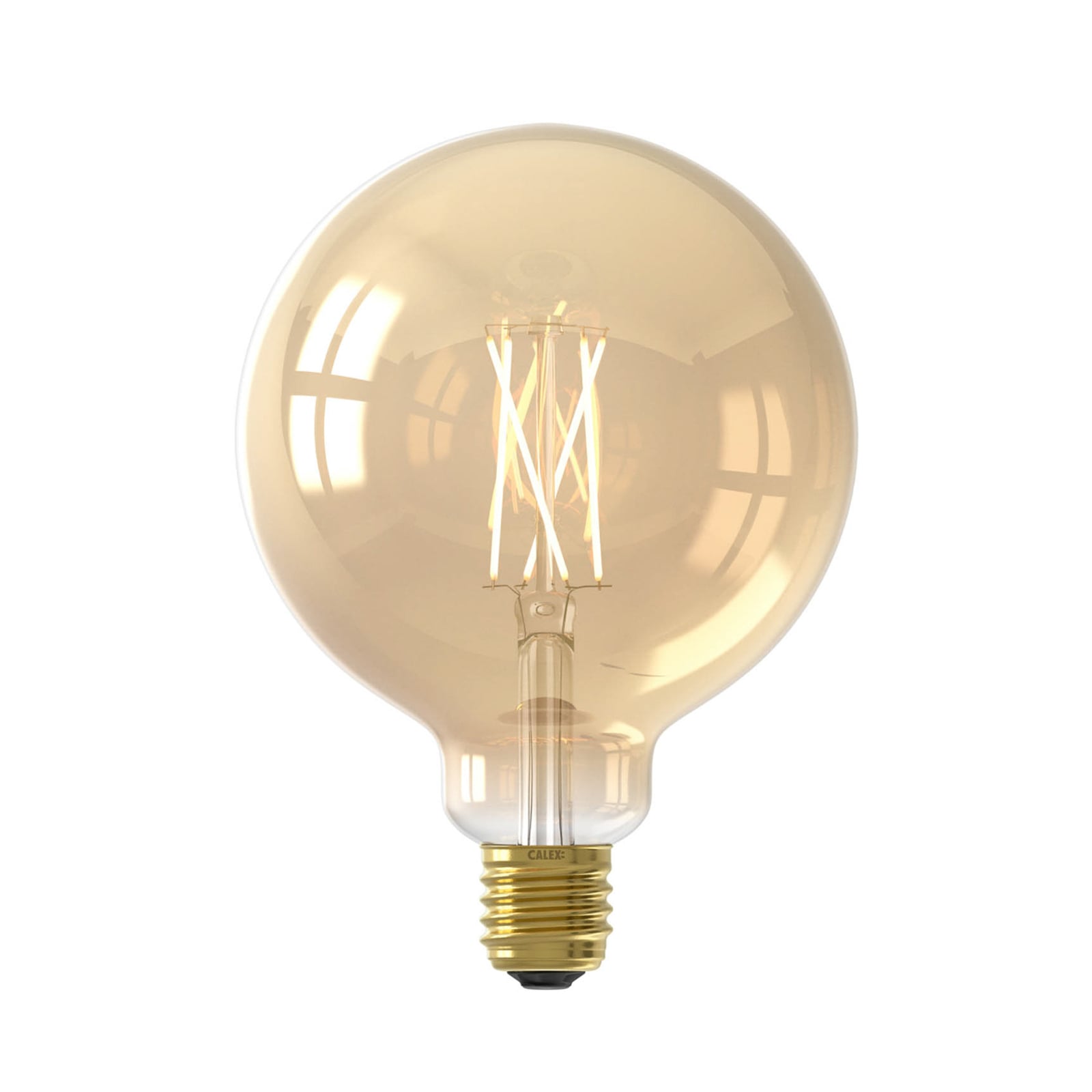Smart LED-globepære filament E27 G95 7W CCT 2-pk gull montert i lampe