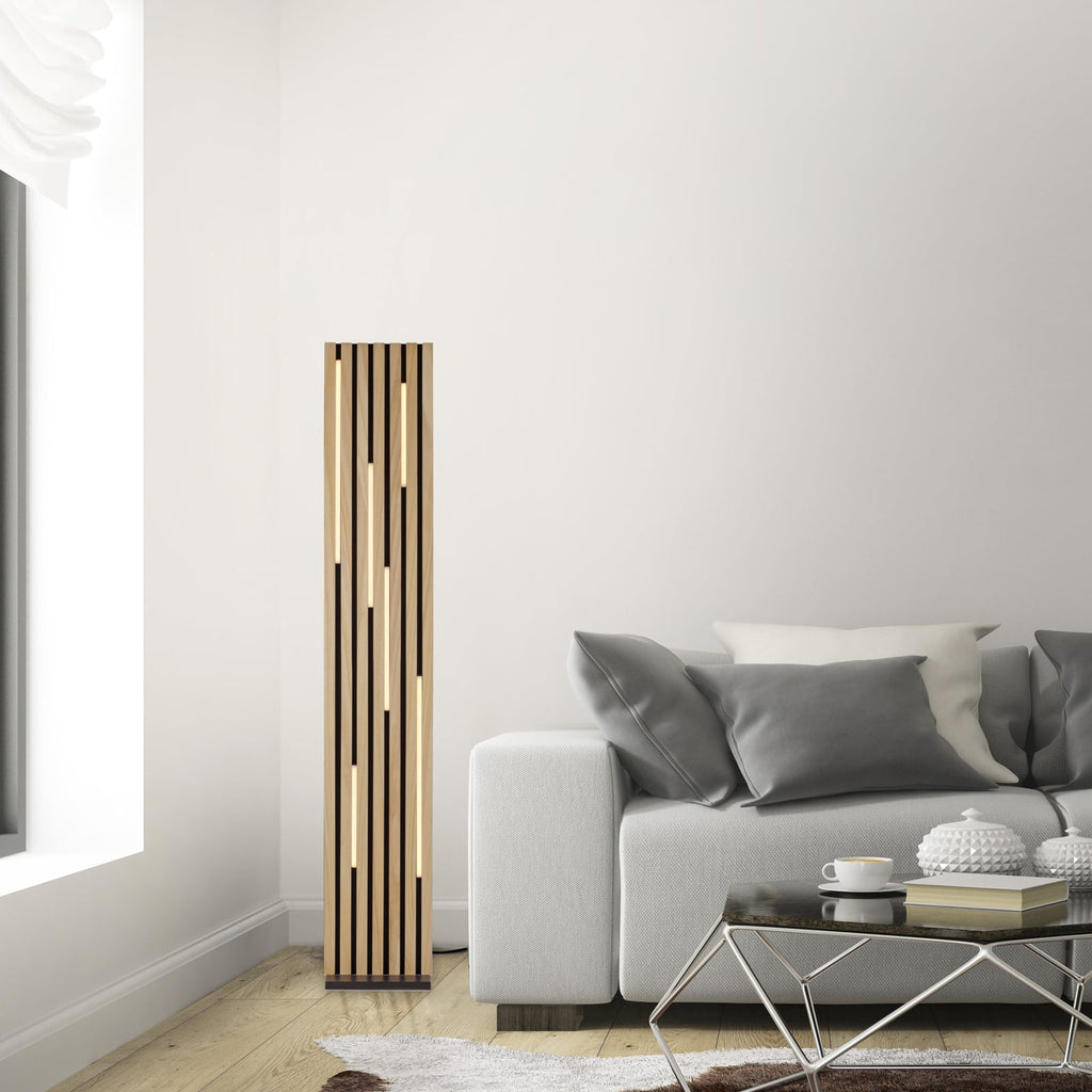 Smart LED-gulvlampe Q-Akustik tre/svart bakside