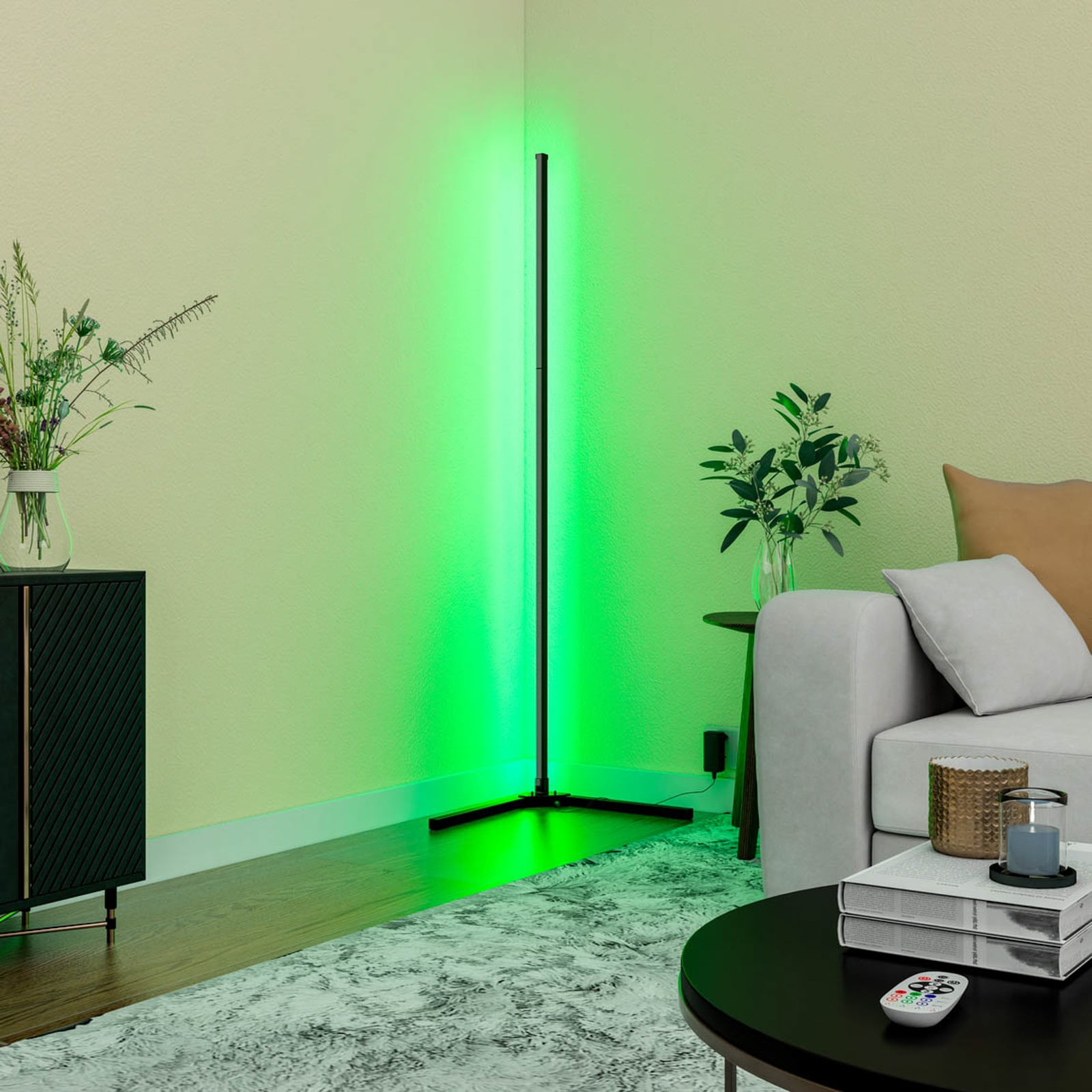Smart LED-gulvlampe RGBW med fjernkontroll svart 140 cm bakside