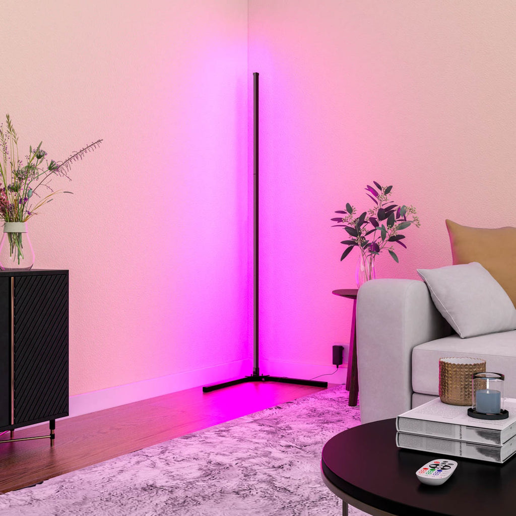 Smart LED-gulvlampe RGBW med fjernkontroll svart 140 cm detalj