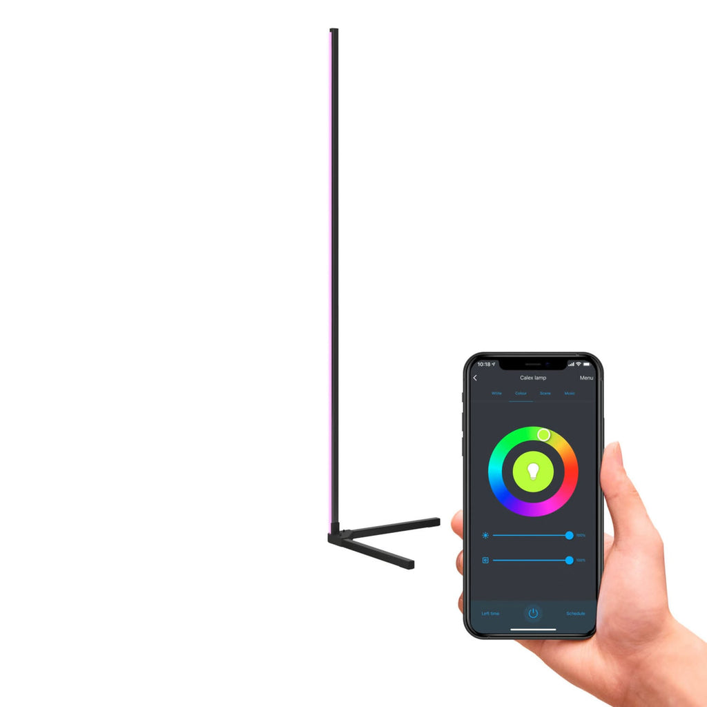 Smart LED-gulvlampe RGBW med fjernkontroll svart 140 cm med fjernkontroll