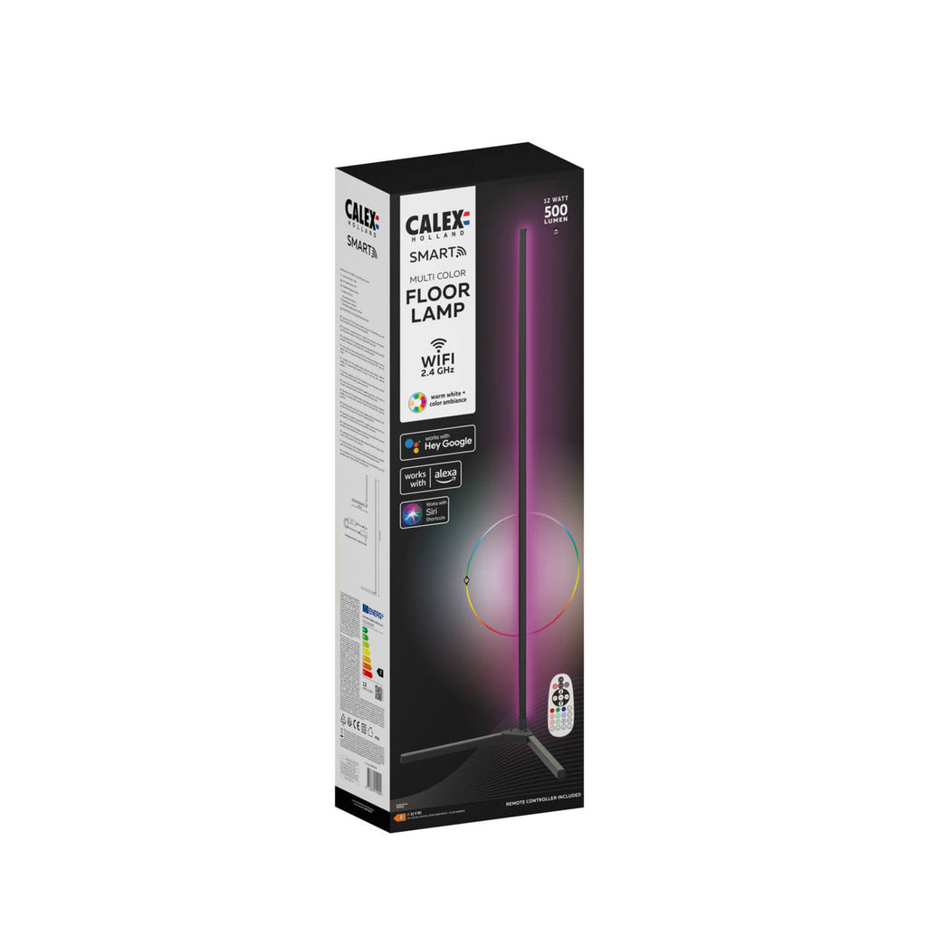 Smart LED-gulvlampe RGBW med fjernkontroll svart 140 cm lyseffekter