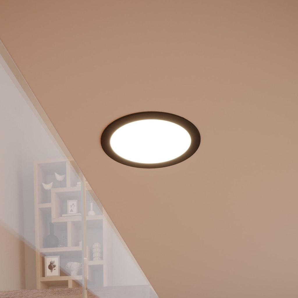 Smart LED innbyggingsspot Fueva 6-Z svart dimbar forfra