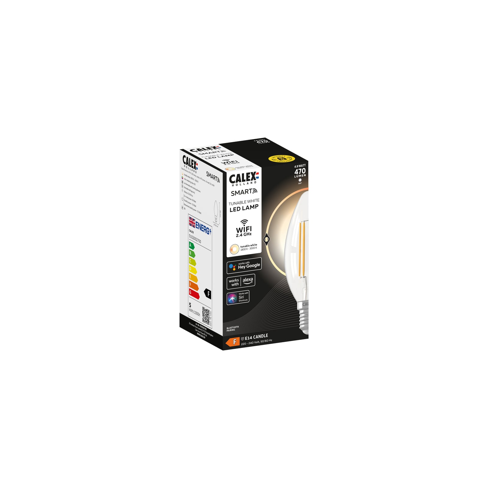Smart LED-kronelys E14 4,9W 470lm filament dimbar - Calex nærbilde