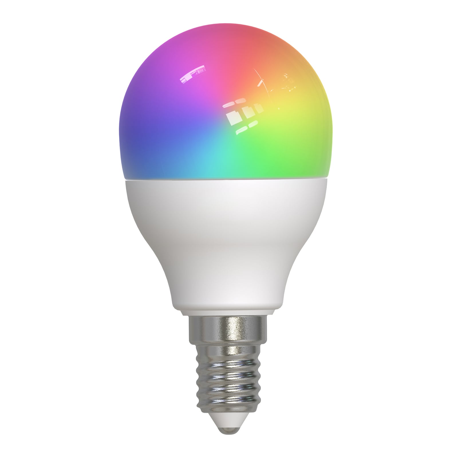 Smart LED-pære dråpeform E14 4,9W CCT RGB WiFi dimbar LUUMR forfra
