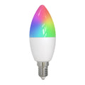 Smart LED-pære E14 kronelysform 4,9W RGB CCT dimbar matt LUUMR forfra