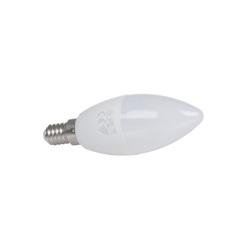 Smart LED-pære E14 kronelysform 4,9W RGB CCT dimbar matt LUUMR detalj
