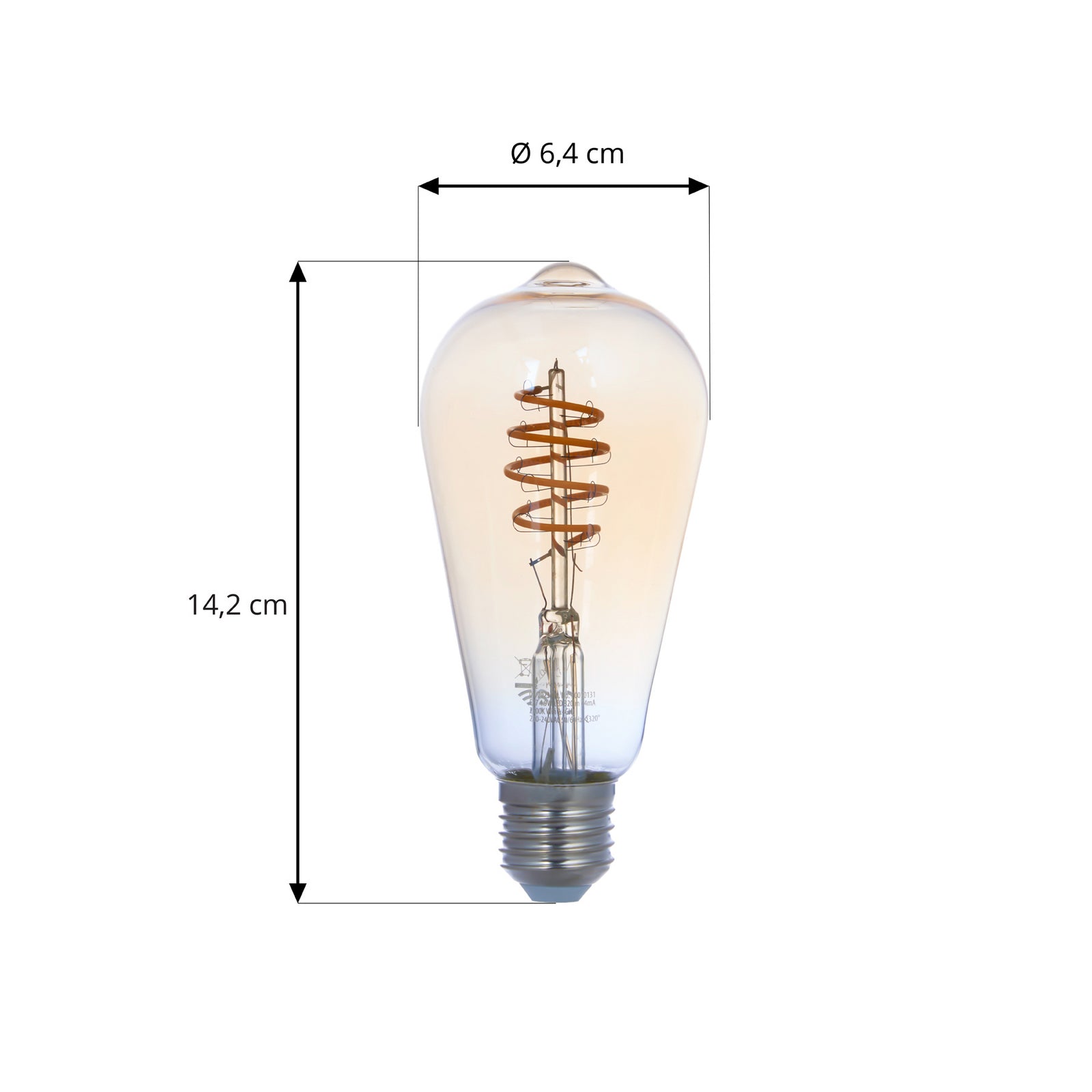 Smart LED-pære E27 ST64 amber 4,9W dimbar WiFi - LUUMR montert i lampe