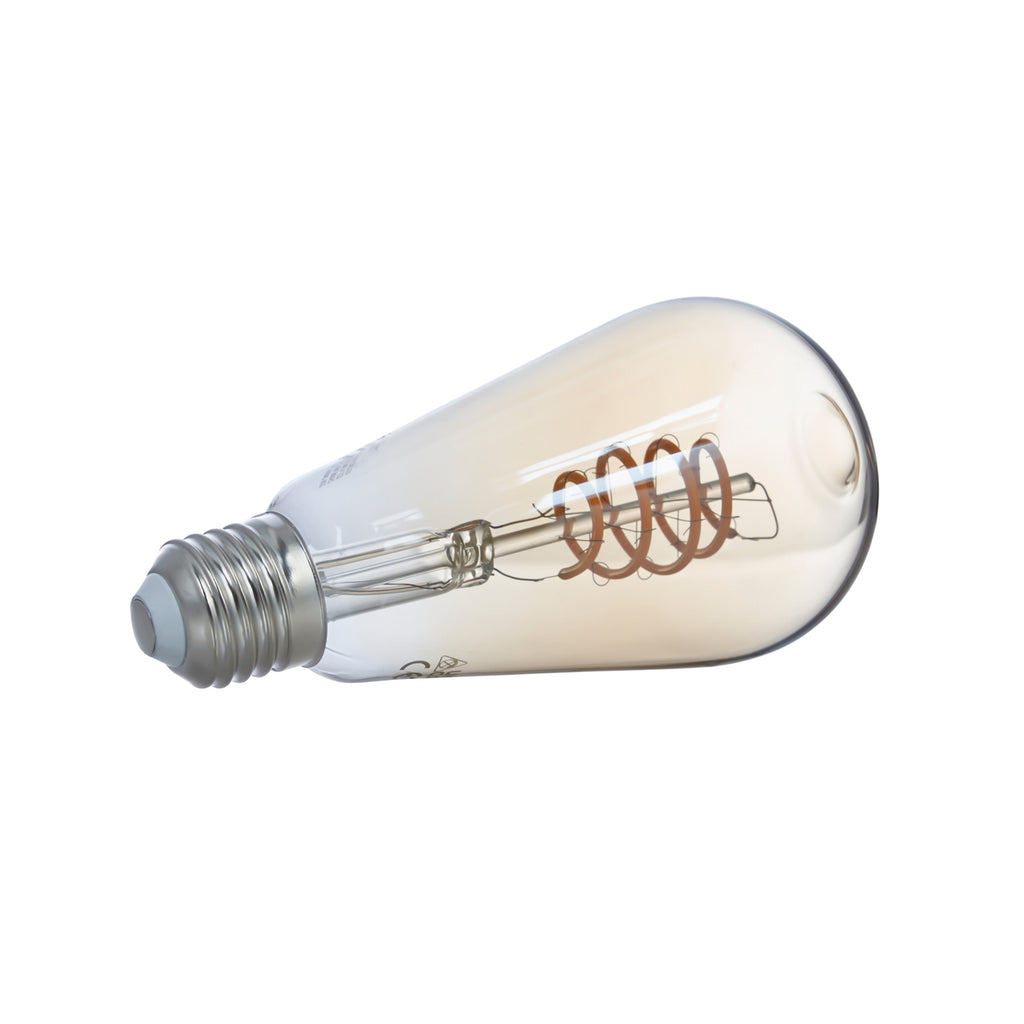 Smart LED-pære E27 ST64 amber 4,9W dimbar WiFi - LUUMR nærbilde av glødetråd