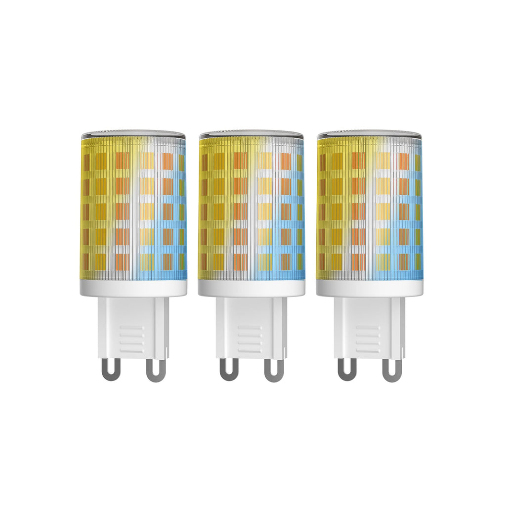 Smart LED-pære G9 2,5W CCT dimbar klar 3-pakning Tuya forfra