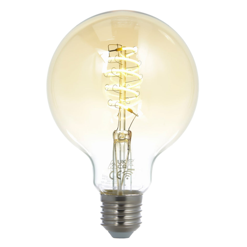 Smart LED-pære G95 E27 4,9W dimbar amber 2500K WiFi LUUMR bakside