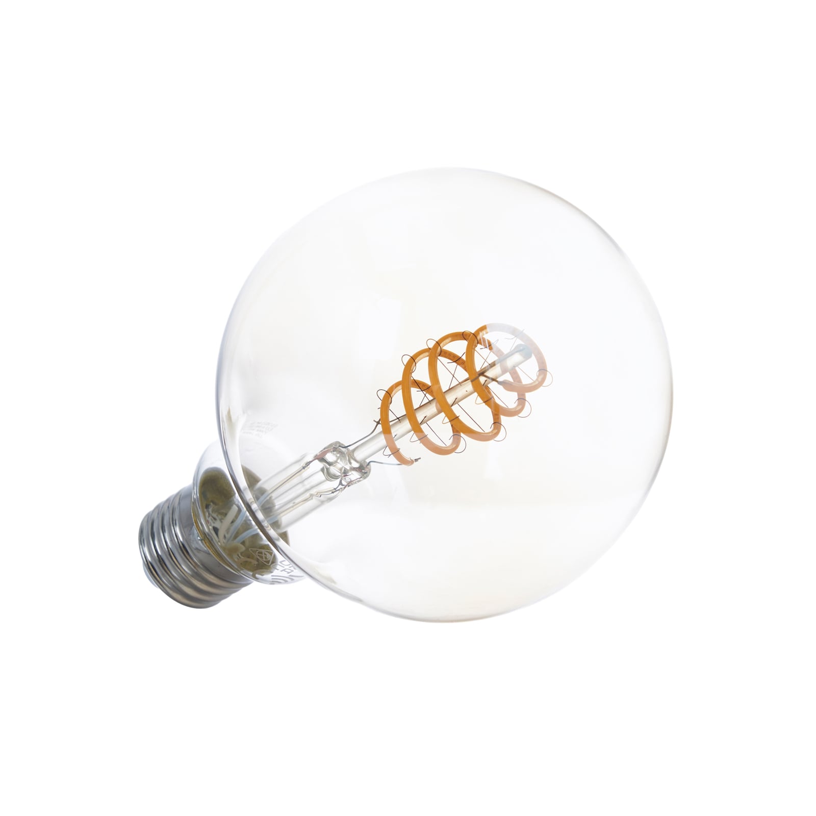 Smart LED-pære G95 E27 4,9W dimbar amber 2500K WiFi LUUMR montert i lampe