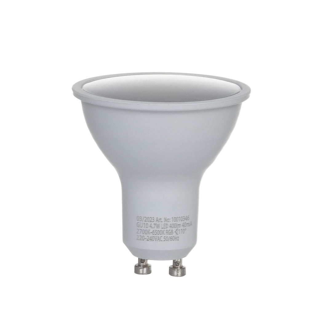 Montert Smart LED-pære GU10 4,7W RGBW CCT dimbar WiFi Tuya - LUUMR i lampe