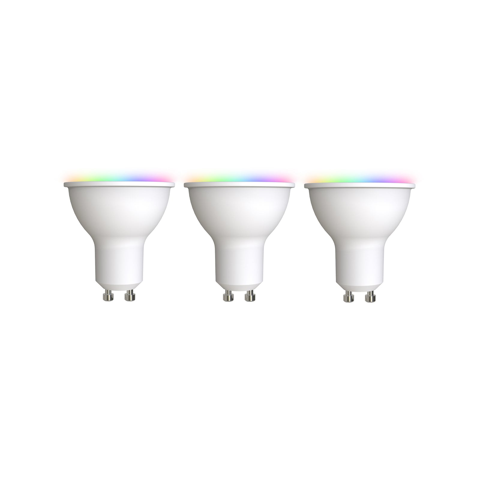 Smart LED-pære GU10 4,7W RGBW CCT dimbar ZigBee 3-pakning front