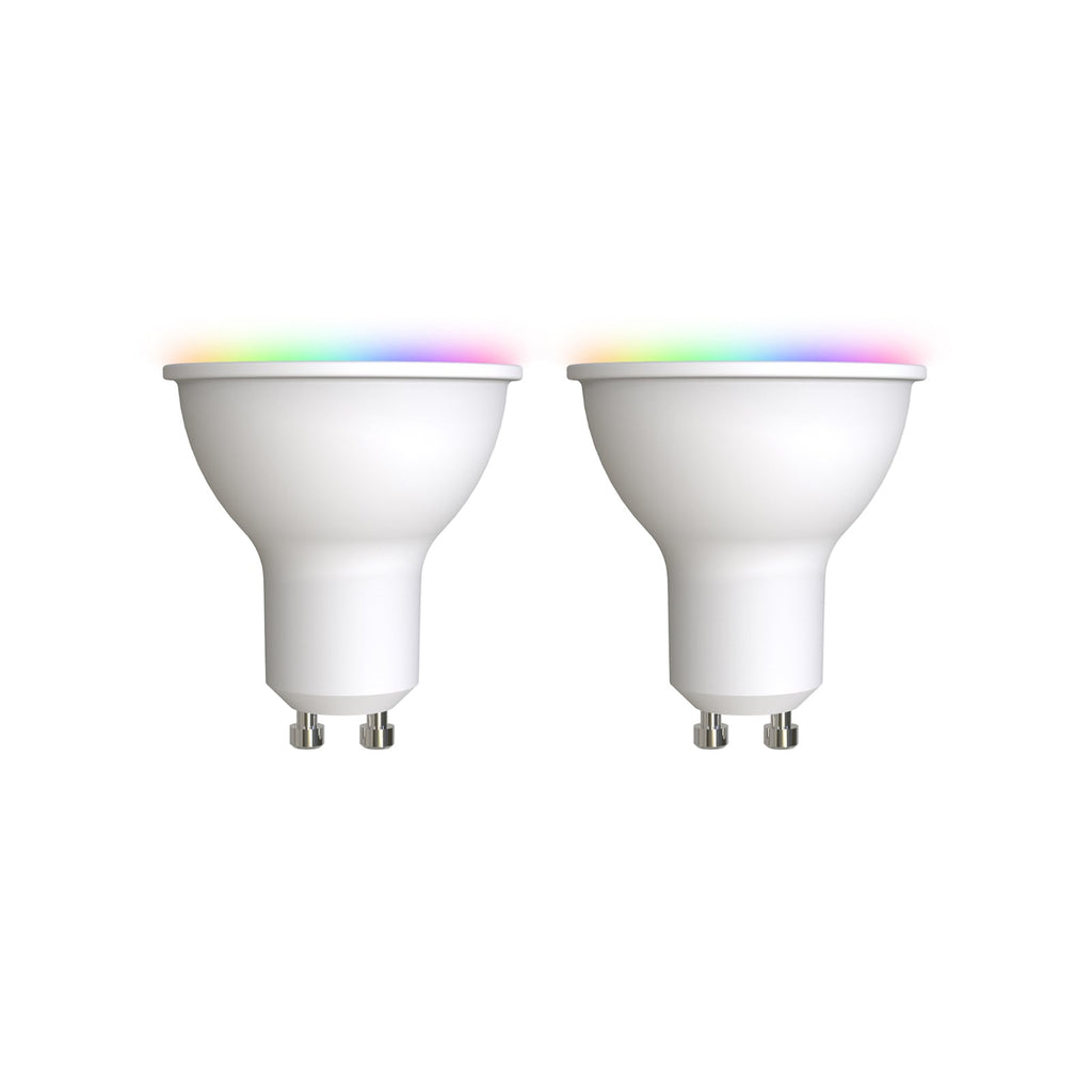Smart LED-pære GU10 4,7W RGBW CCT ZigBee dimbar 2-pk forfra