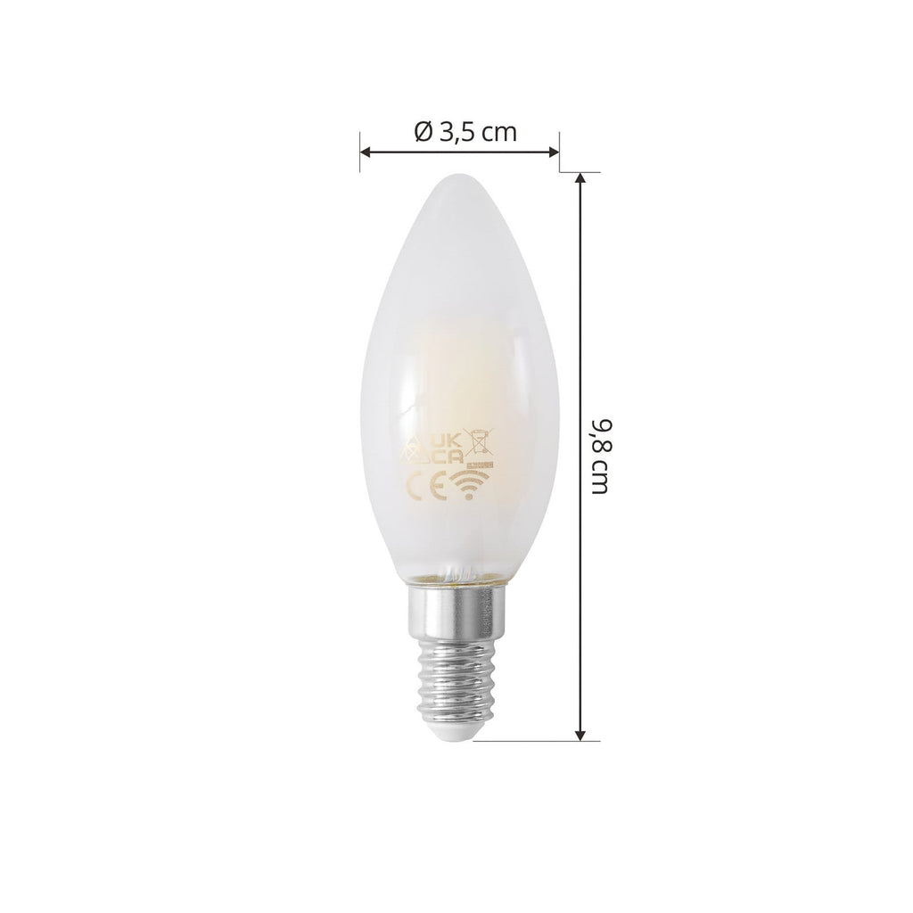 Smart LED-pære kronelysform E14 4,2W CCT dimbar matt Tuya - LUUMR detalj