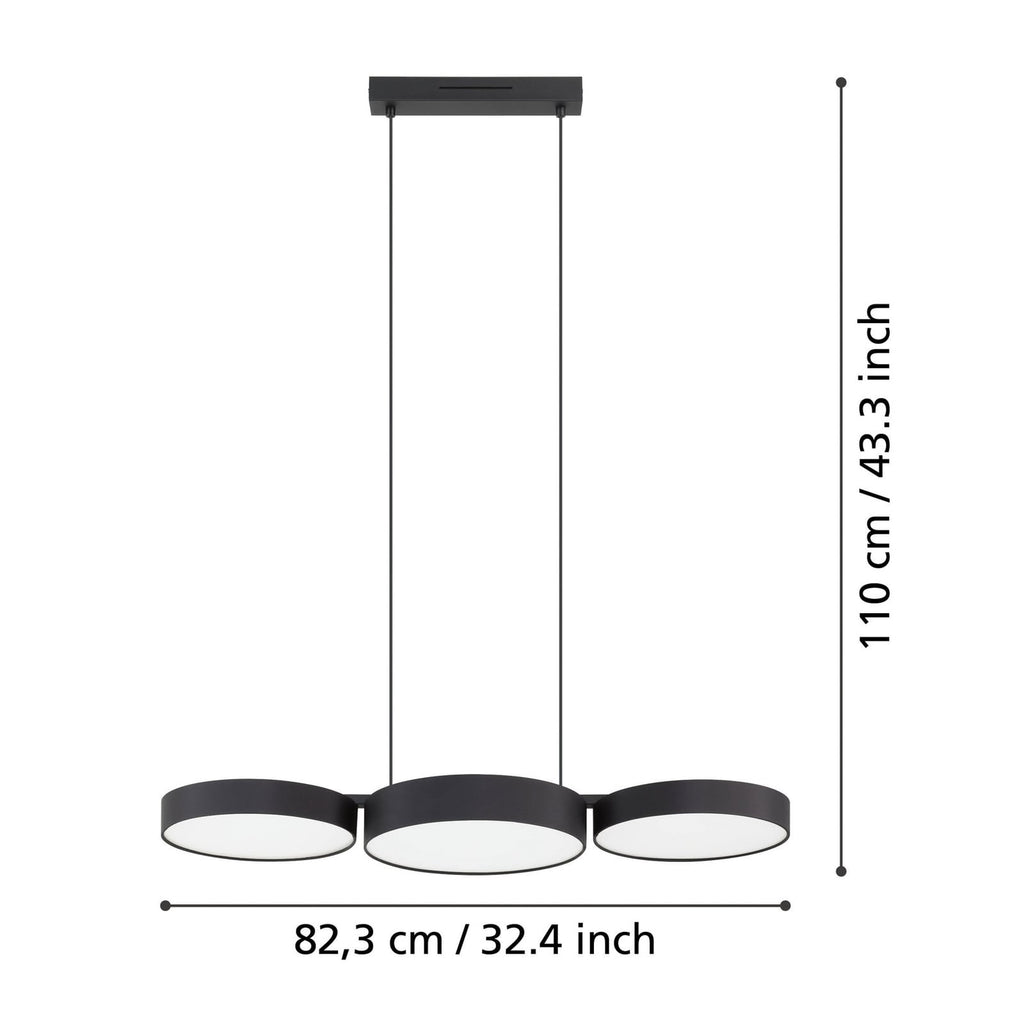 Smart LED pendellampe Barbano-Z svart dimbar CCT detalj av tekstilmateriale