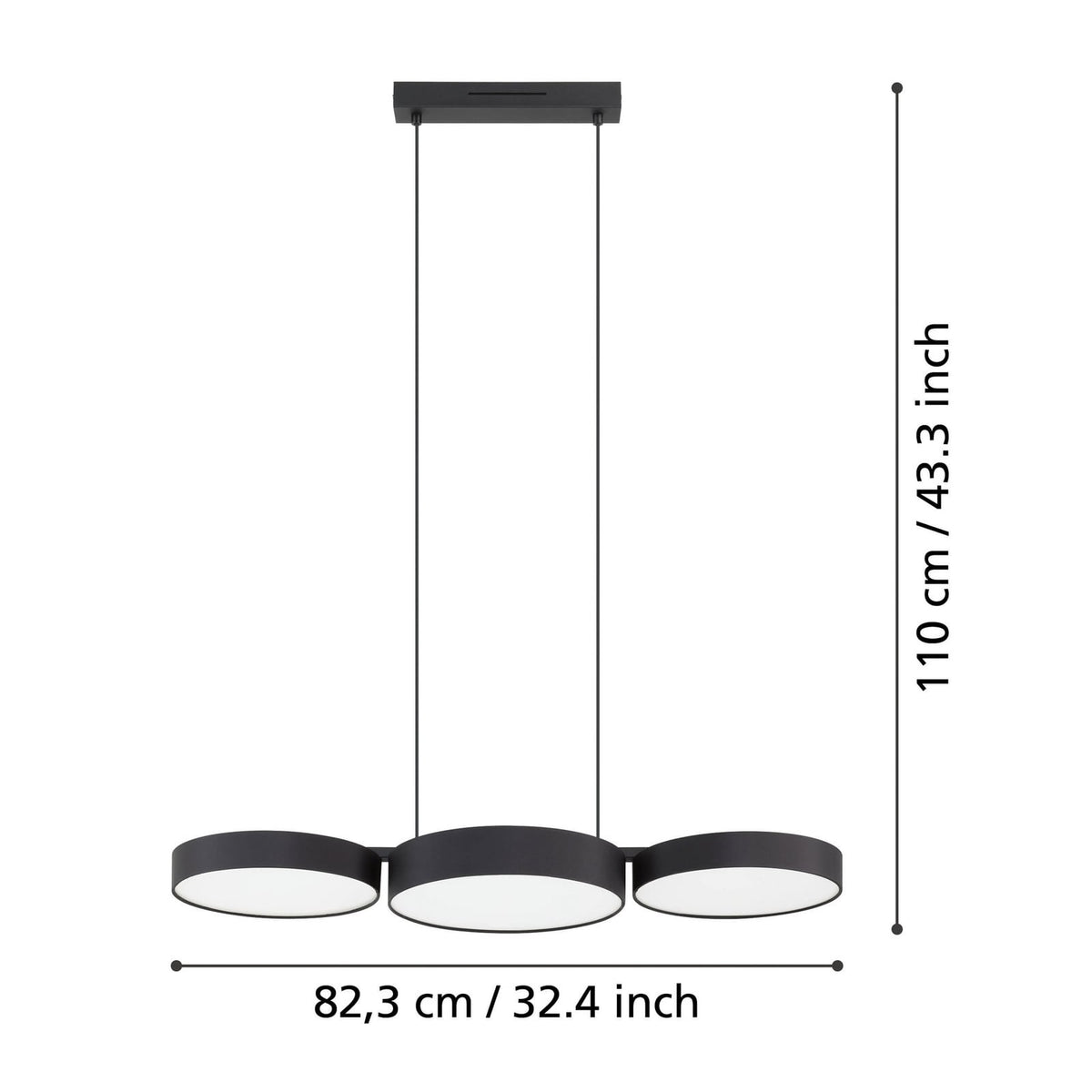 Smart LED pendellampe Barbano-Z svart dimbar CCT detalj av tekstilmateriale