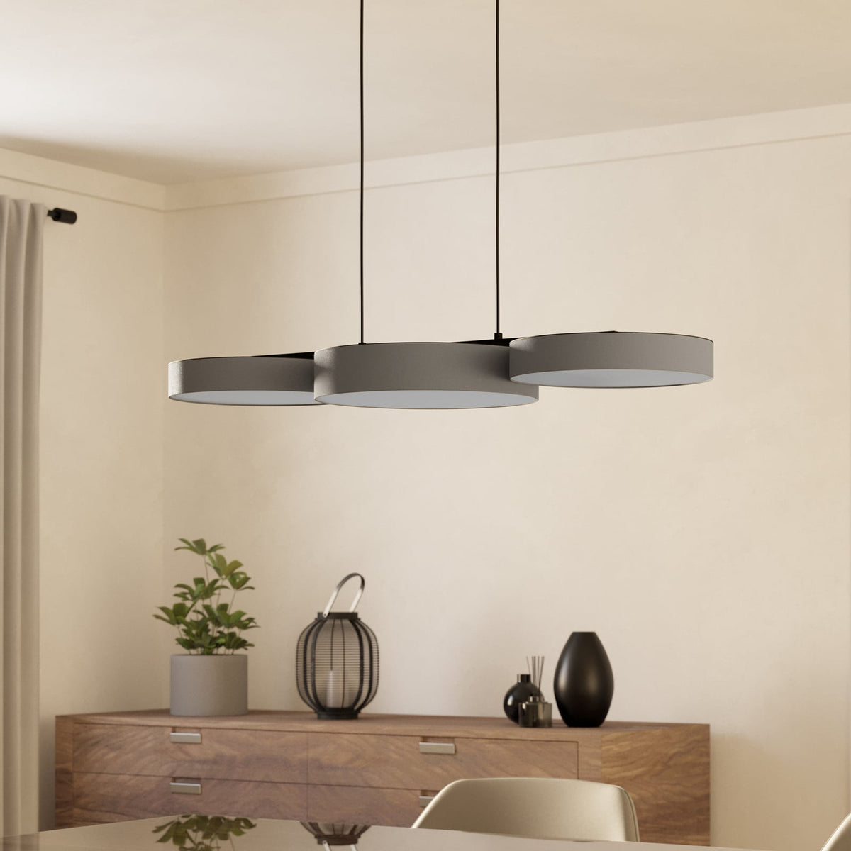 Smart LED pendellampe Barbano-Z grå tekstil bakside