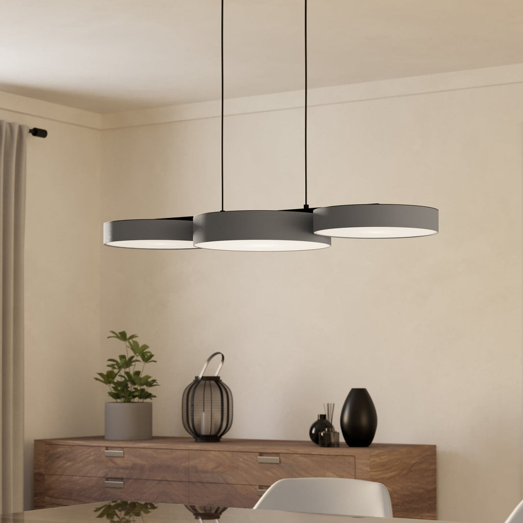 Smart LED pendellampe Barbano-Z grå tekstil forfra
