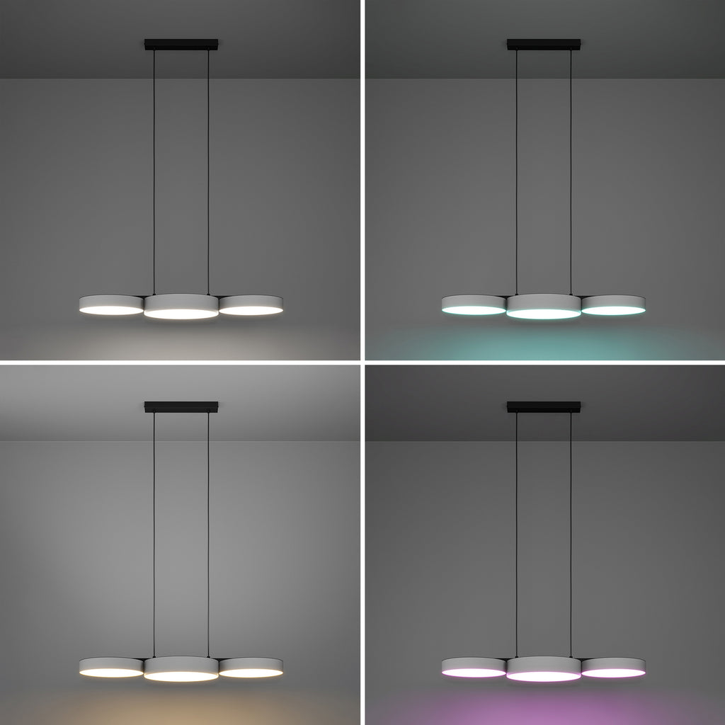 Smart LED pendellampe Barbano-Z grå tekstil sideprofil