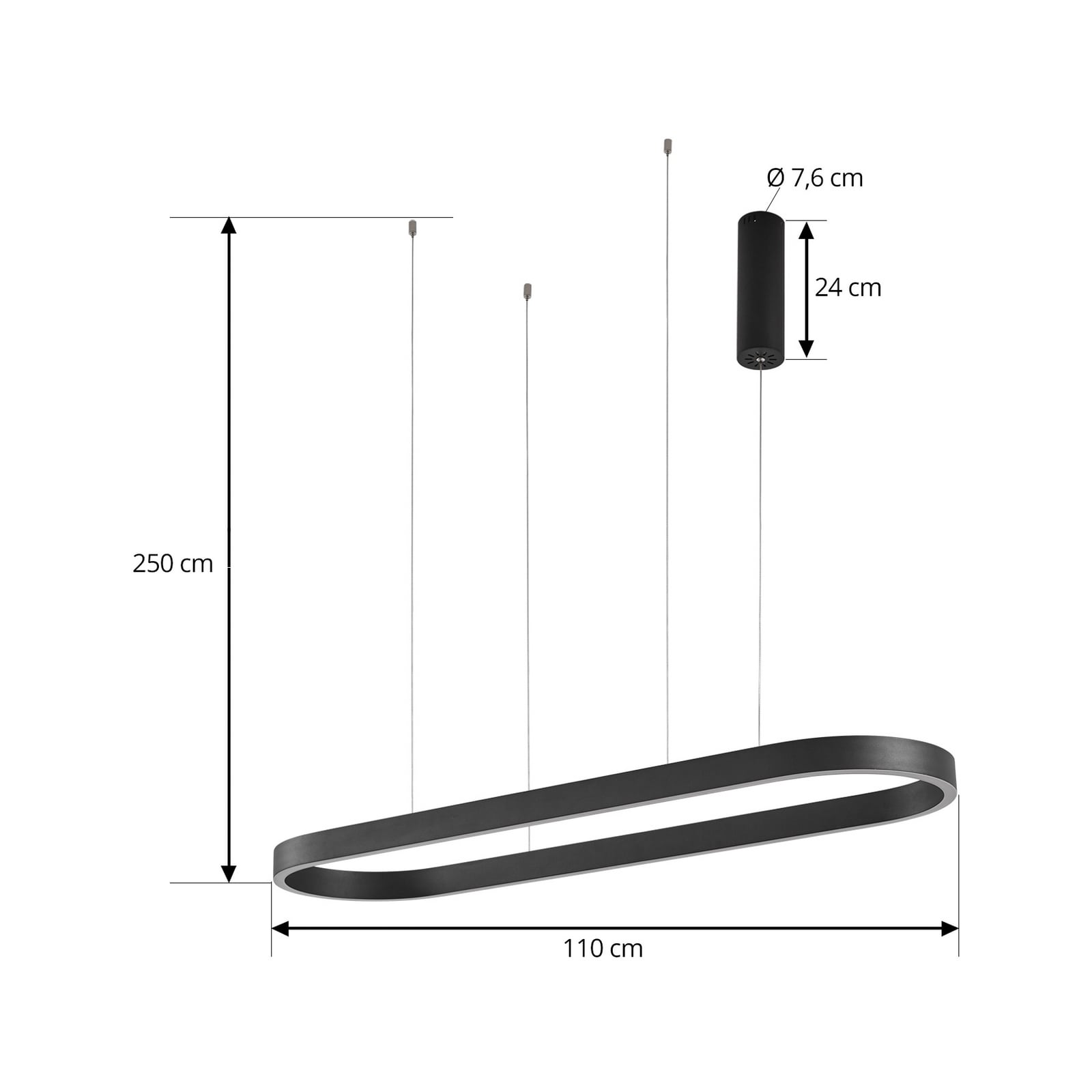 Smart LED pendellampe Melinay dimbar CCT svart 110 cm montert