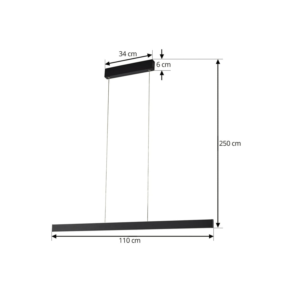 Smart LED pendellampe Mylosh dimbar CCT svart 110 cm nærbilde av lampehode