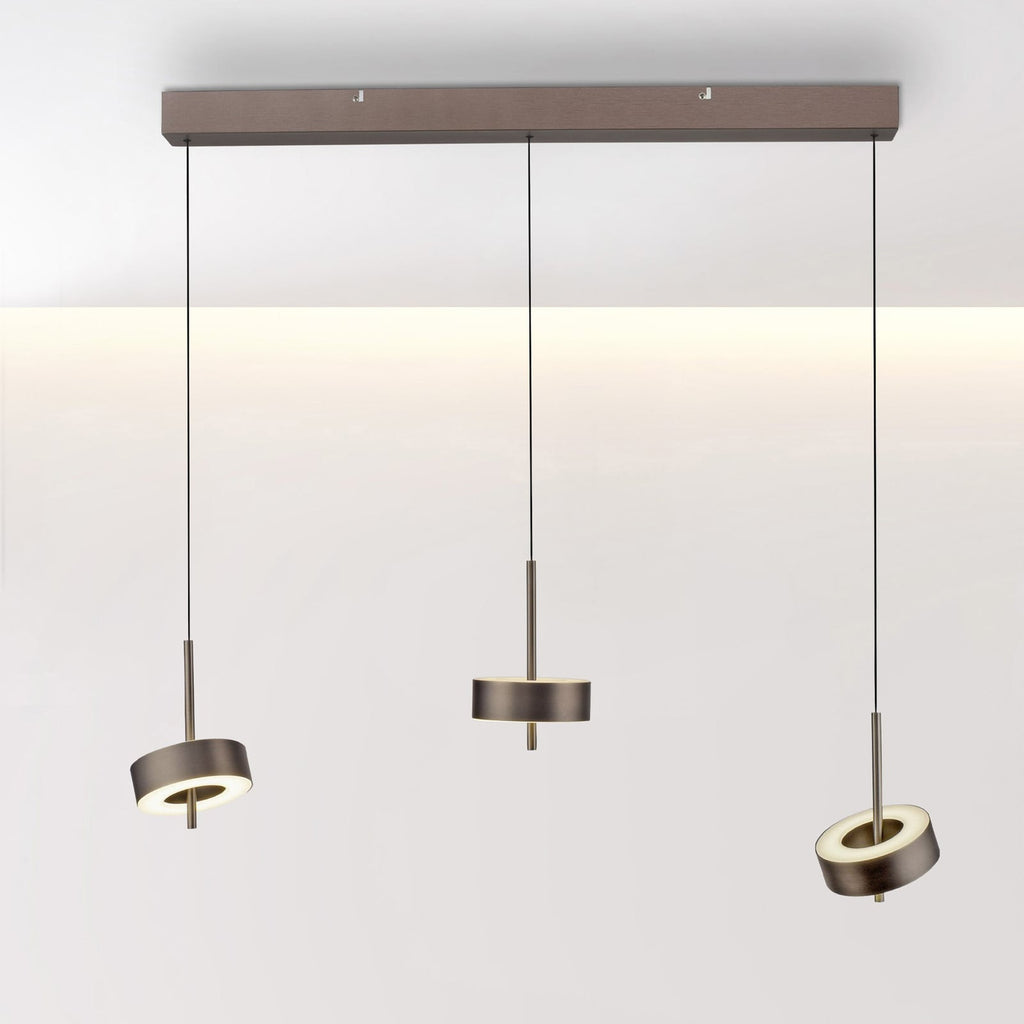 Smart LED-pendellampe Q-Rotate 3-lys mørkebrun dimbar forfra