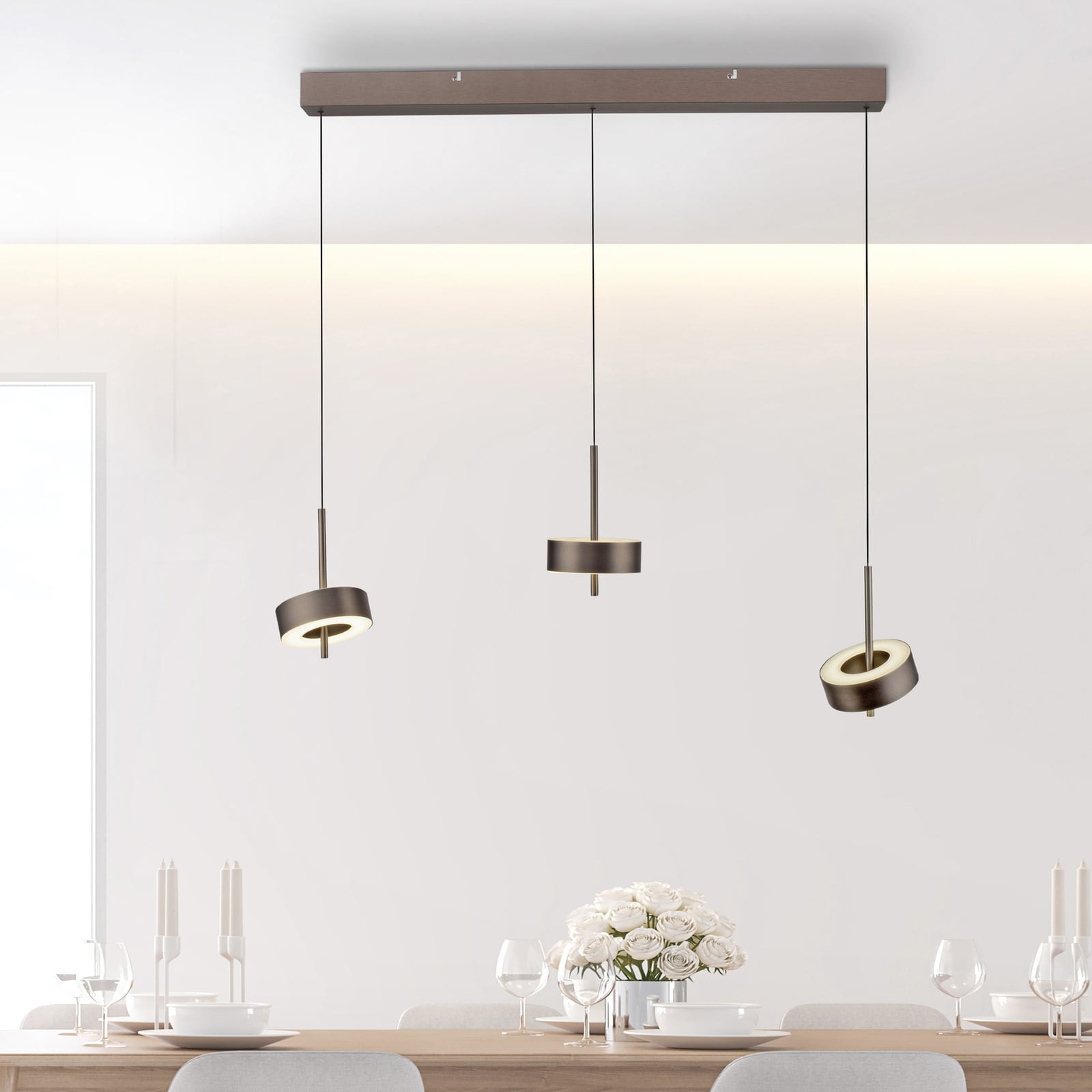 Smart LED-pendellampe Q-Rotate mørkebrun dimbar bakside