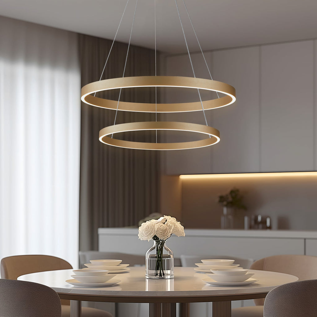 Smart LED-pendellampe Yonam 2-lys gull CCT dimbar forfra