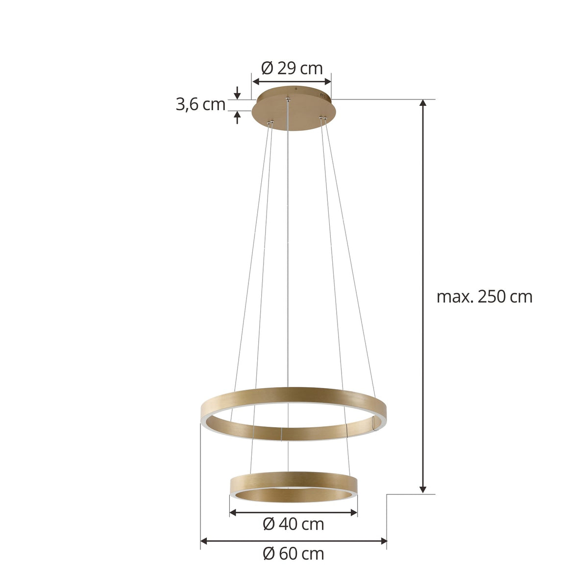 Smart LED-pendellampe Yonam 2-lys gull CCT dimbar montert i rom