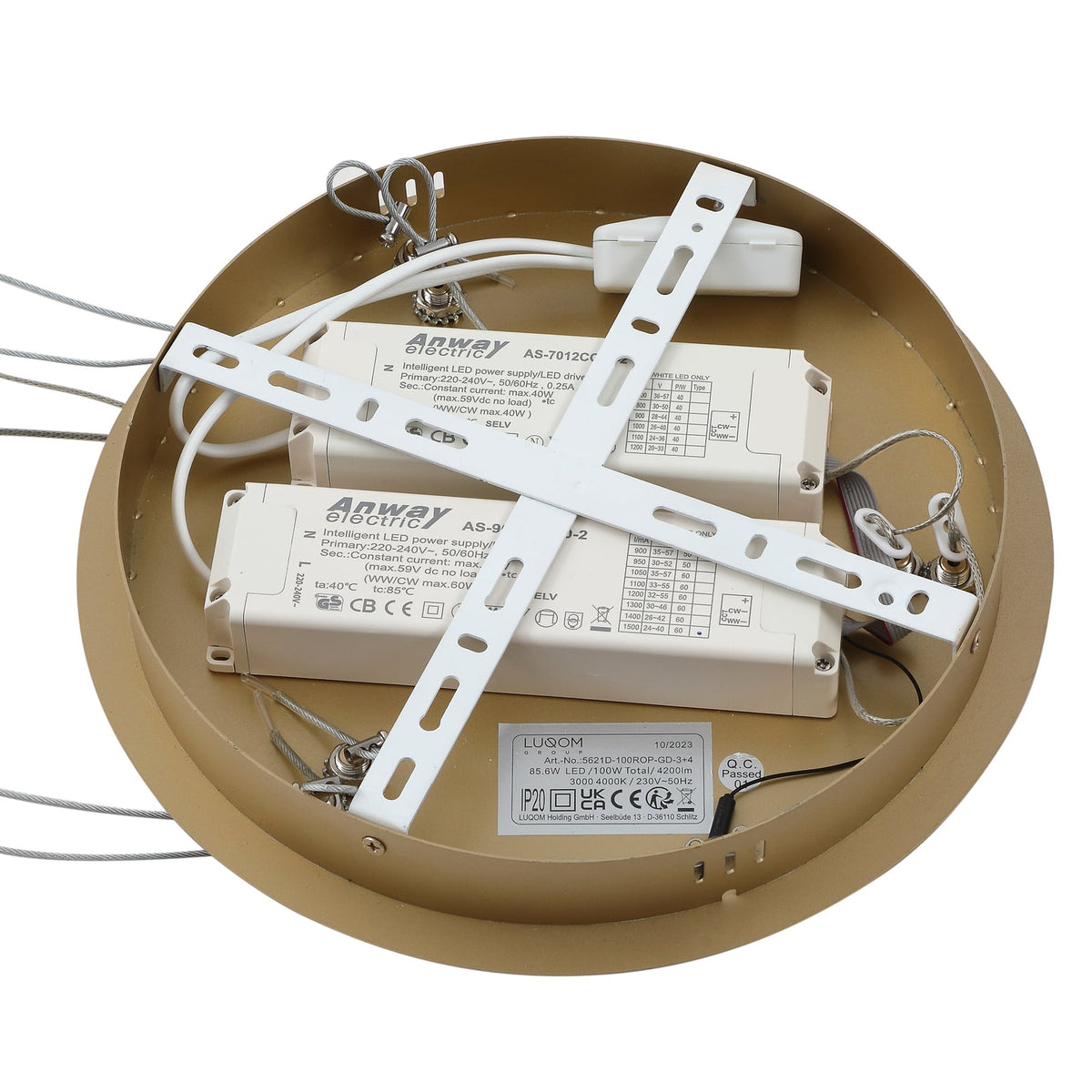 Smart LED-pendellampe Yonam 2-lys gull CCT dimbar med fjernkontroll