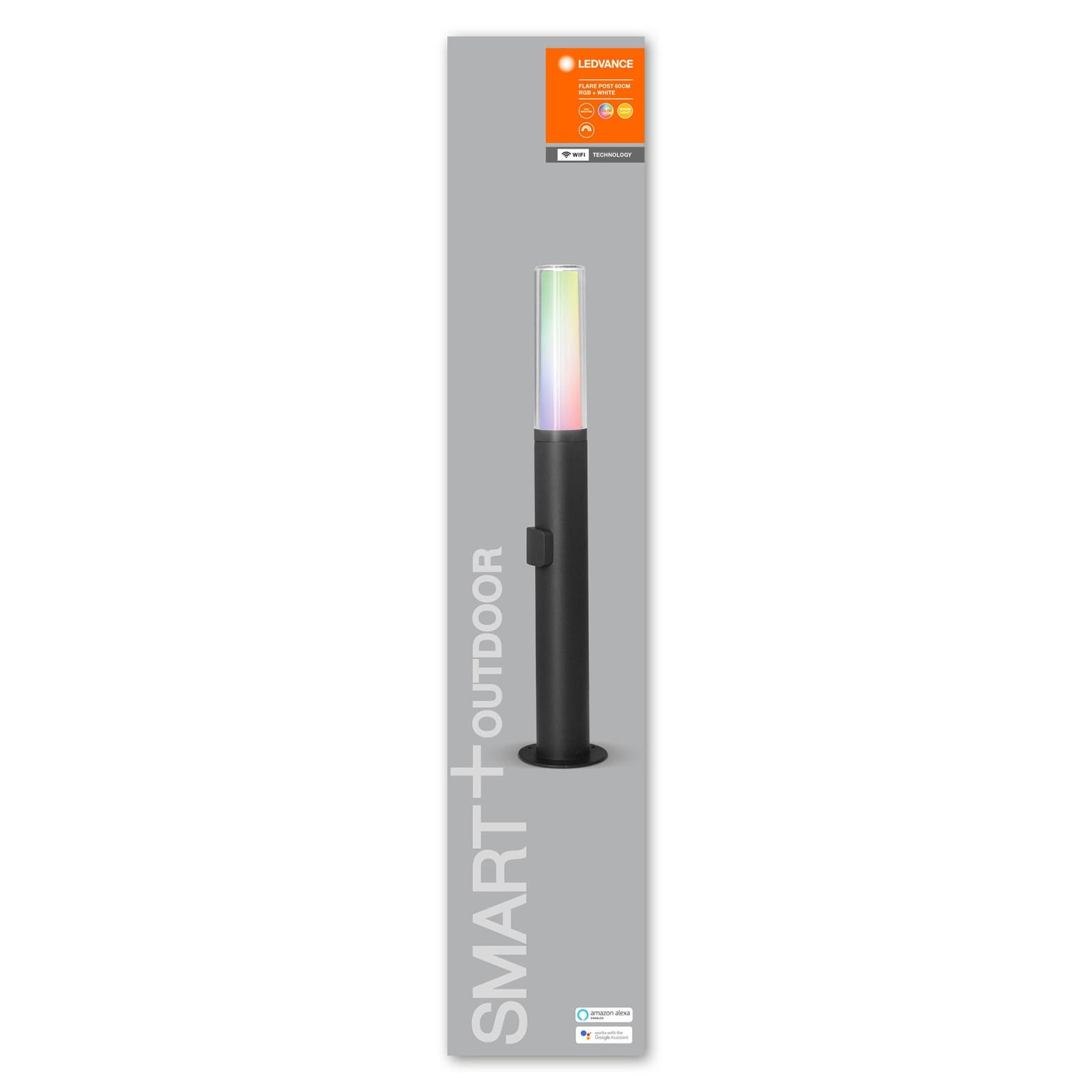Smart LED sti-lampe Flare RGBW WiFi dimbar IP44 stemmekontroll illustrasjon