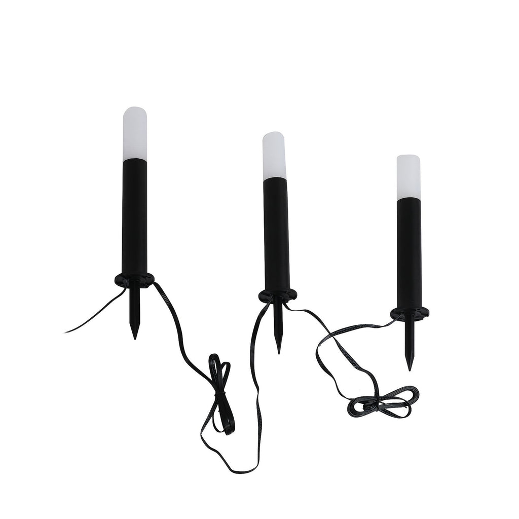 Smart LED-stolpelampe Elvor CCT RGB 3-pk IP44 montert i hage