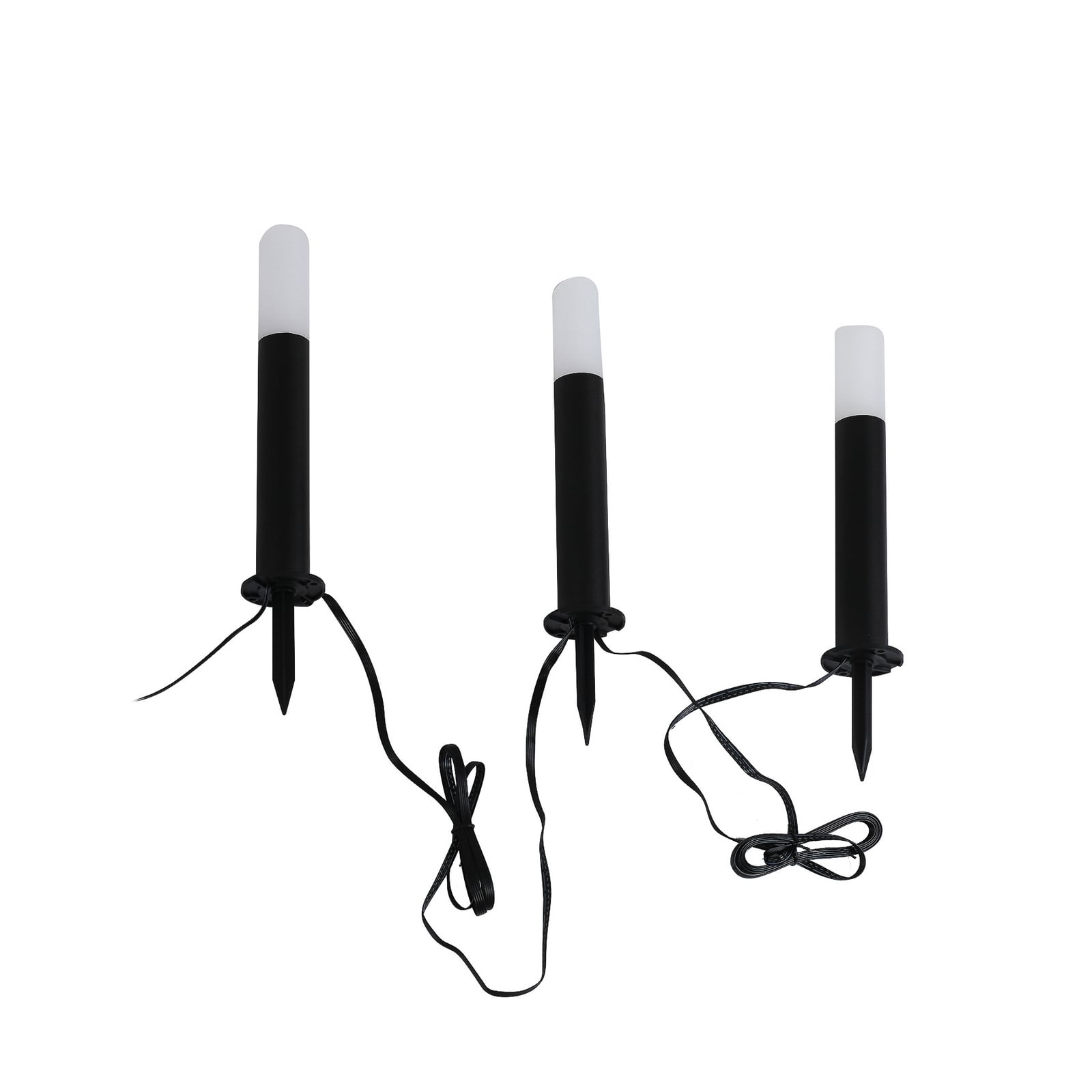 Smart LED-stolpelampe Elvor CCT RGB 3-pk IP44 montert i hage