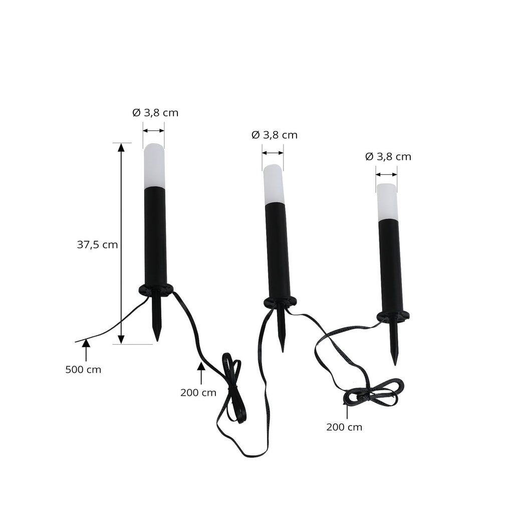 Smart LED-stolpelampe Elvor CCT RGB 3-pk IP44 nærbilde