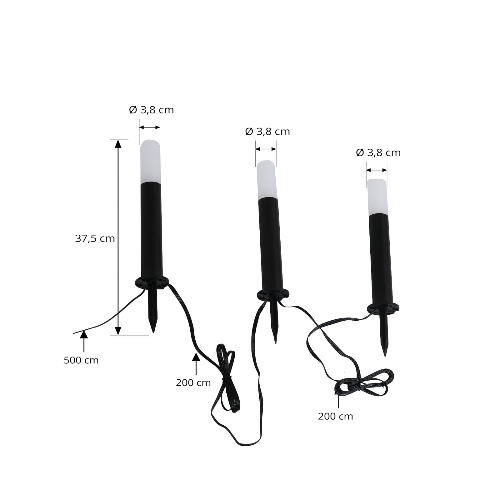 Smart LED-stolpelampe Elvor CCT RGB 3-pk IP44 nærbilde
