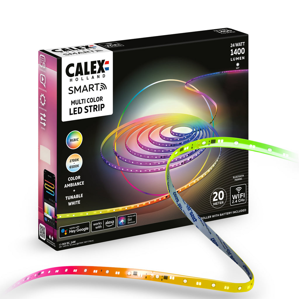 Smart LED-stripe 20 m RGB CCT med fjernkontroll 24W Calex nærbilde