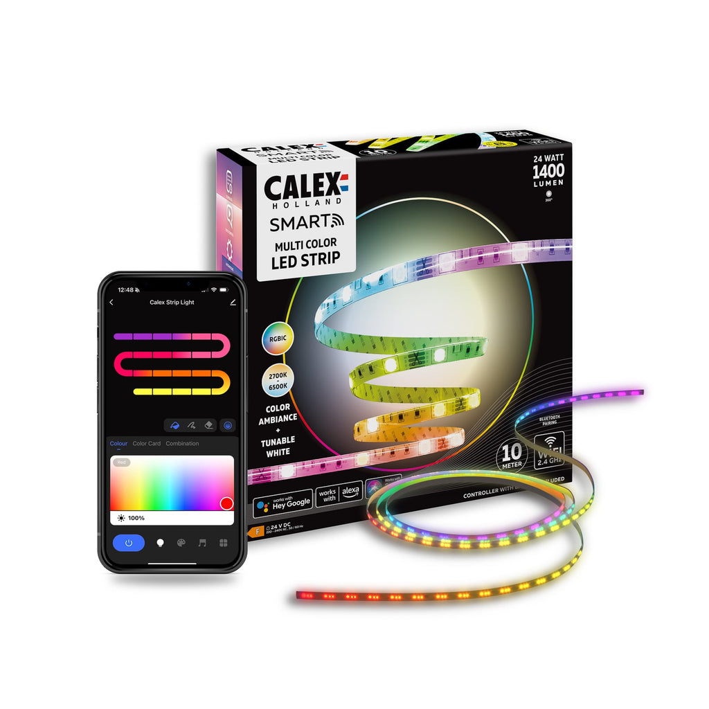 Smart LED-stripe Striplight 10 m RGB CCT dimbar 24W - Calex forfra