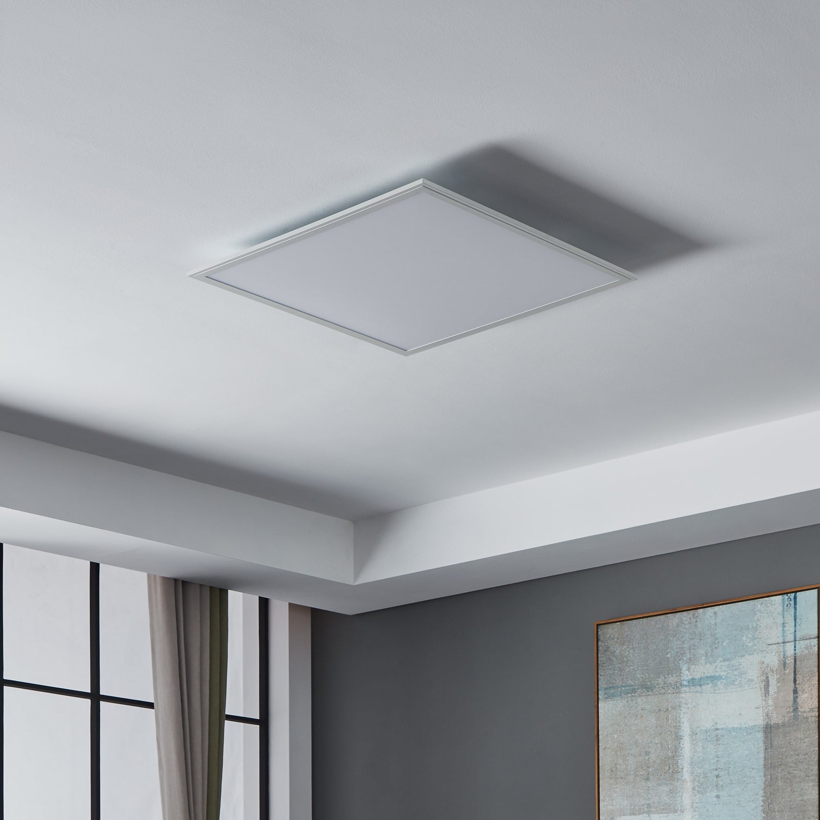 Smart LED taklampe CCT dimbar hvit 59,5x59,5 cm 33W - EGLO connect montert i rom