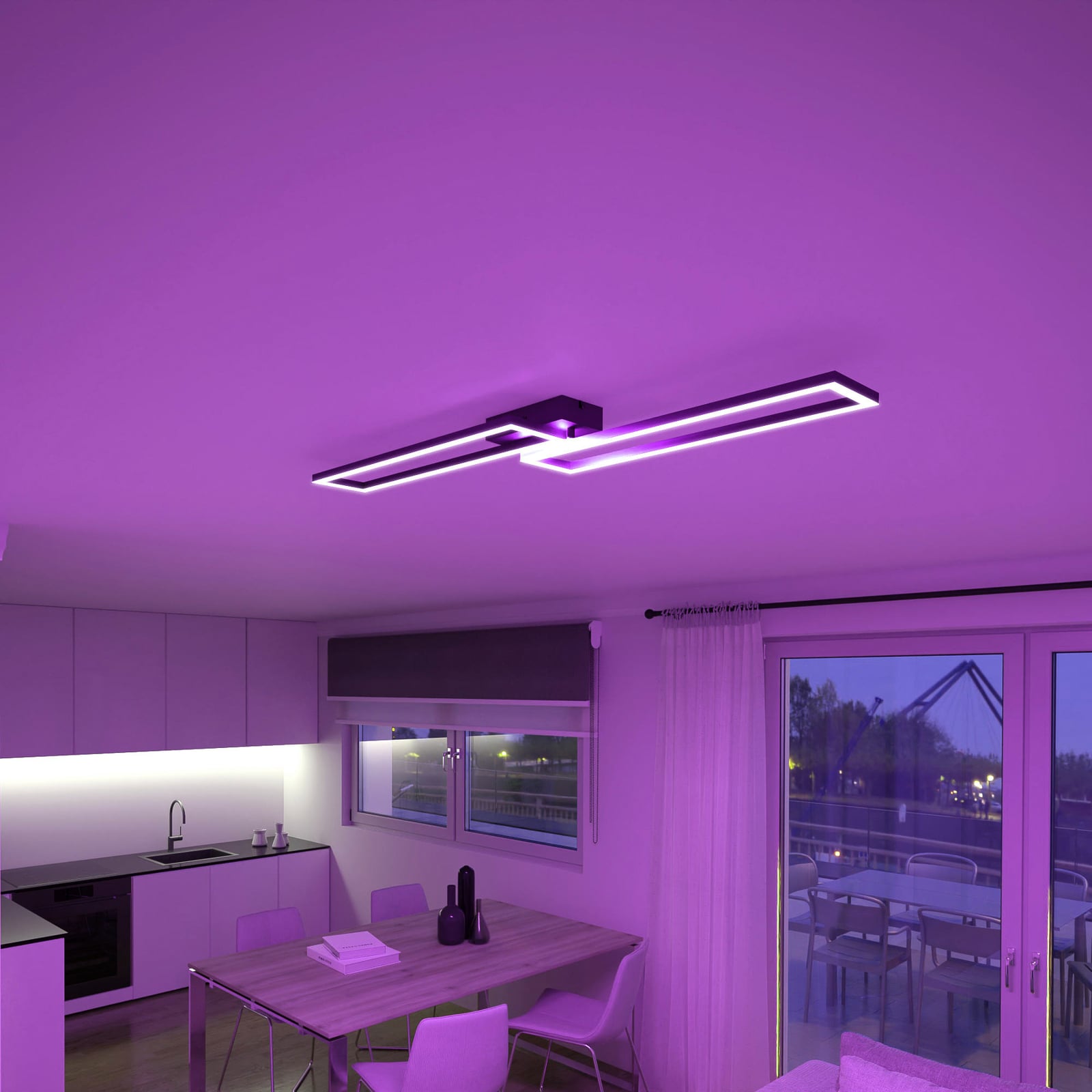 Smart LED taklampe Ciso RGB CCT svart 110 cm 24W bakside